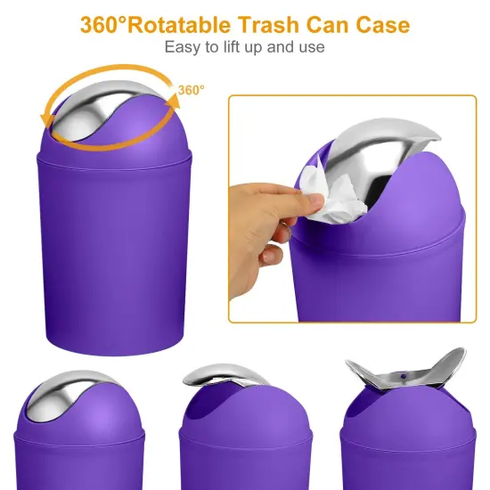 Eggracks 6 Pcs Bathroom Accessories Set including Soap Dispenser | Toothbrush Holder | Tumbler | Soap Dish | Toilet Cleaning Brush and Trash Can Purple {6}