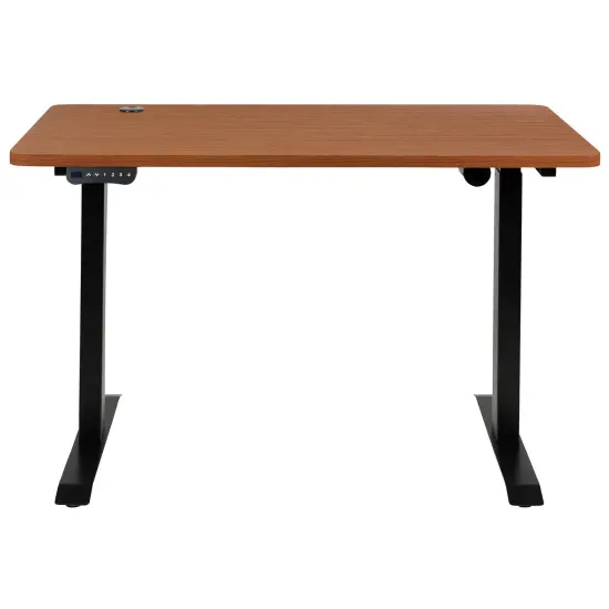 Emma and Oliver Electric Height Adjustable Standing Desk - 48" Wide x 24" Deep Mahogany {3}