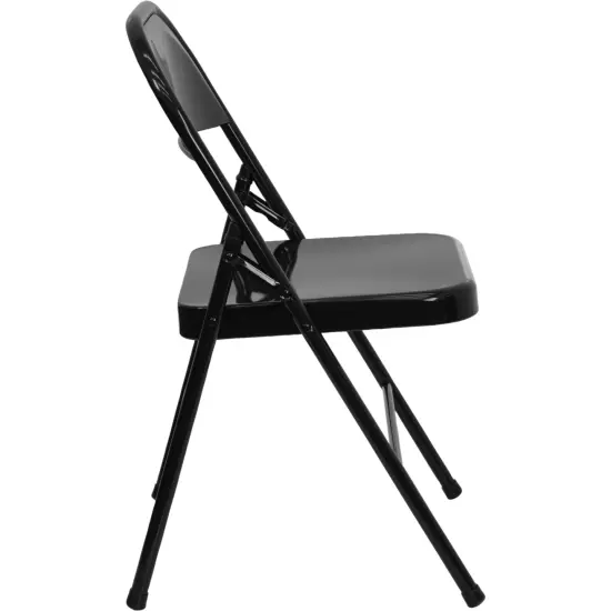 Emma and Oliver 2 Pack Home & Office Portable Party Events Steel Metal Folding Chair Black {5}
