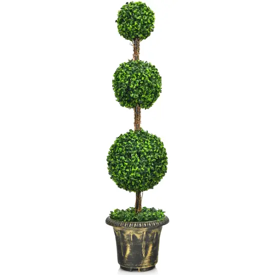 4 Feet Artificial Topiary Triple Ball Tree Plant Perfect for Indoor Outdoor Decor {1}