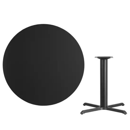 Emma and Oliver 42" Round Laminate Table Top with 33"x33" Table Height Base Black {1}
