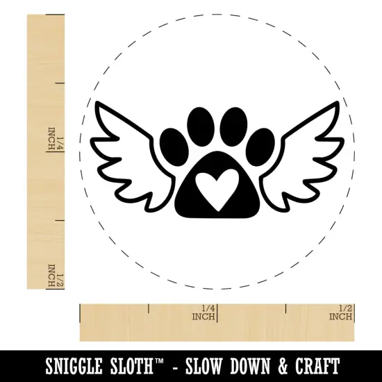 Paw Print Angel Wings with Heart Dog Cat Self-Inking Rubber Stamp for Stamping Crafting Planners Pink {1}