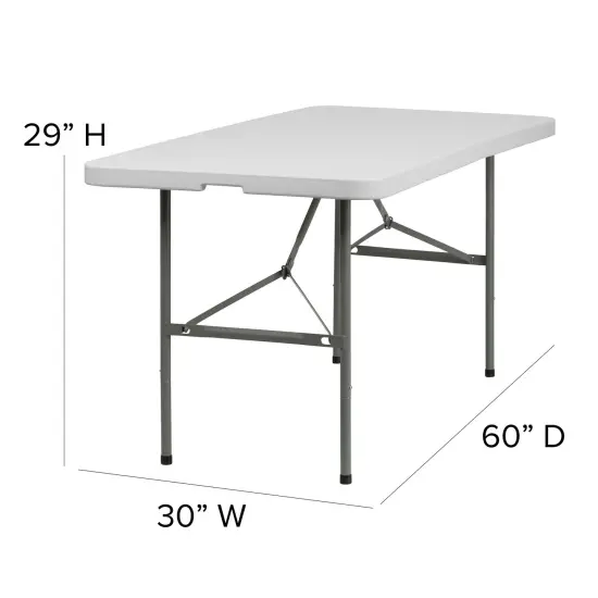 Emma and Oliver 5-Foot Bi-Fold Plastic Folding Table Granite White {4}