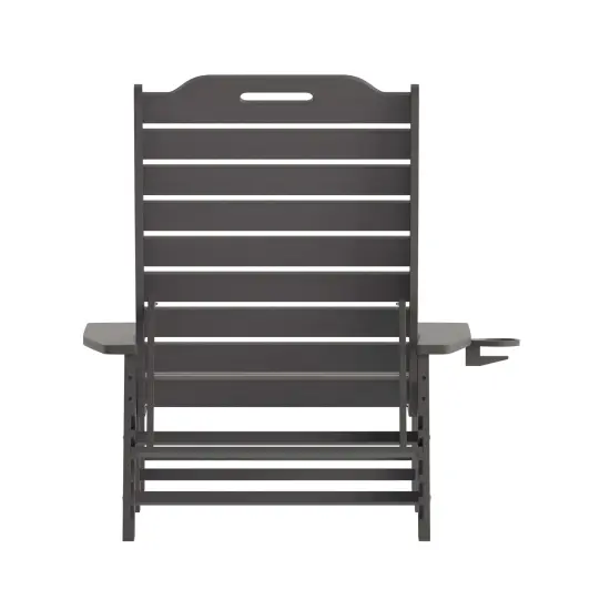 Merrick Lane Gaylord Adjustable Adirondack Lounger with Cup Holder- All-Weather Indoor/Outdoor HDPE Lounge Chair Gray {4}