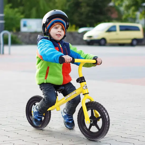 Kids No Pedal Balance Bike with Adjustable Handlebar and Seat Yellow {2}