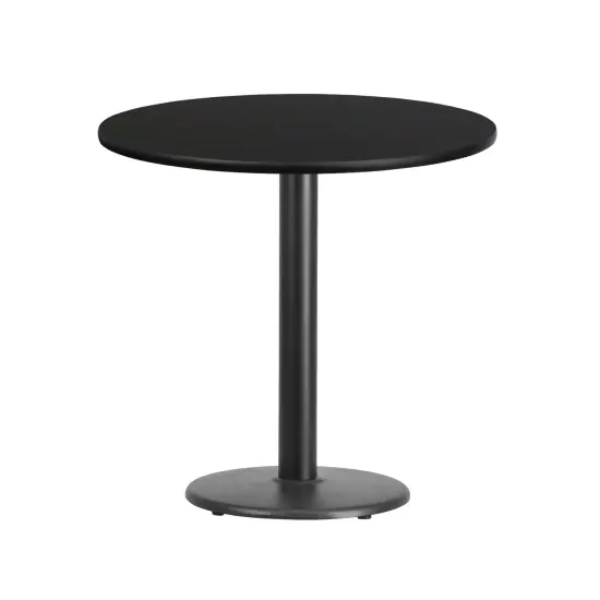 Emma and Oliver 30" Round Laminate Table Top with 18" Round Table Height Base Black {1}