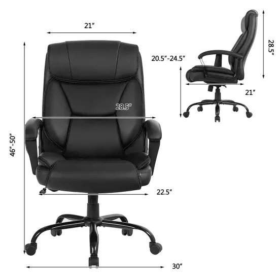 Costway Big & Tall 500lb Office Chair Executive PU Leather Computer Desk Chair {3}