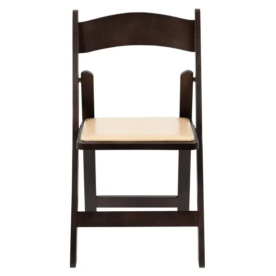 Emma and Oliver Wood Folding Chair with Vinyl Padded Seat Chocolate {3}