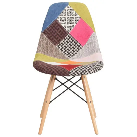 Emma and Oliver Fabric Accent Dining Chair with Wooden Legs Milan Patchwork {2}