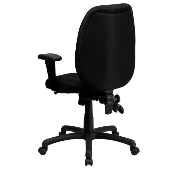 Emma and Oliver High Back Fabric 3-Paddle Ergonomic Swivel Office Chair Adjustable Arms Black {4}