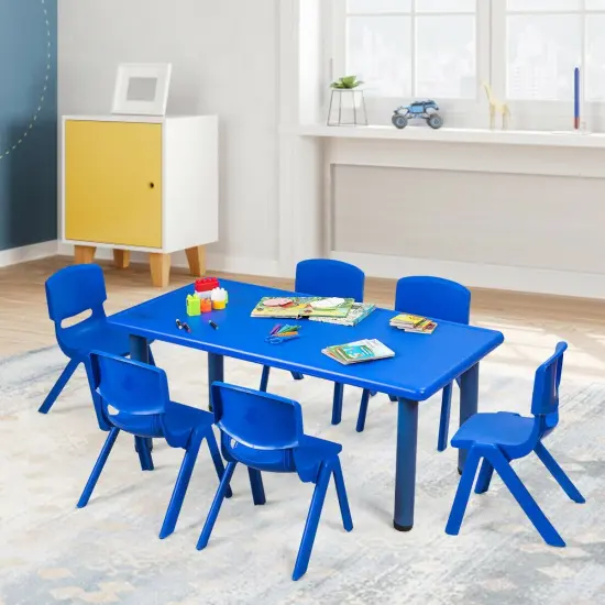 6-Pack Kids Plastic Stackable Classroom Chairs with Ergonomic Backrest Suitable for Various Occasions Blue {6}