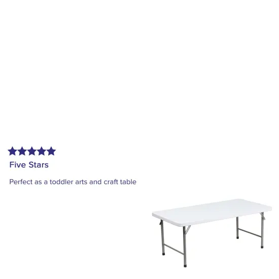 Emma and Oliver 4.93-Foot Kid's Plastic Folding Activity Table - Play Table Granite White {4}