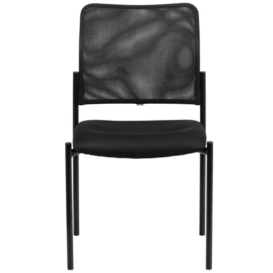 Emma and Oliver Mesh Comfortable Stackable Steel Side Chair Black {3}