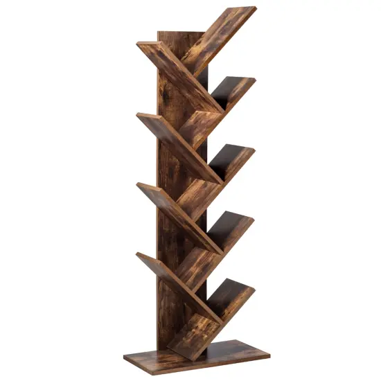 Costway Tree Bookshelf 8-Tier Bookcase Free Standing Book Rack Display Stand {1}