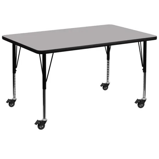 Emma and Oliver Mobile 24x48 Rectangle Laminate Preschool Activity Table Gray {1}