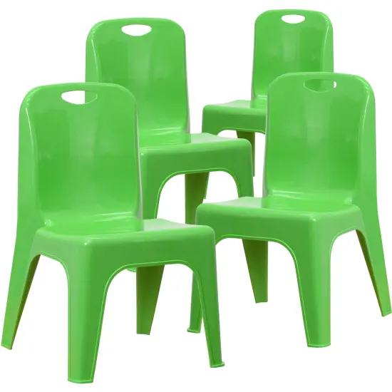 Emma and Oliver 4 Pack Plastic Stack School Chair with Carrying Handle and 11" Seat Height {8}