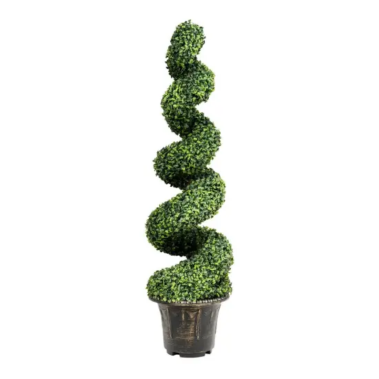 4 Feet Artificial Boxwood Spiral Green Leaves Tree {1}