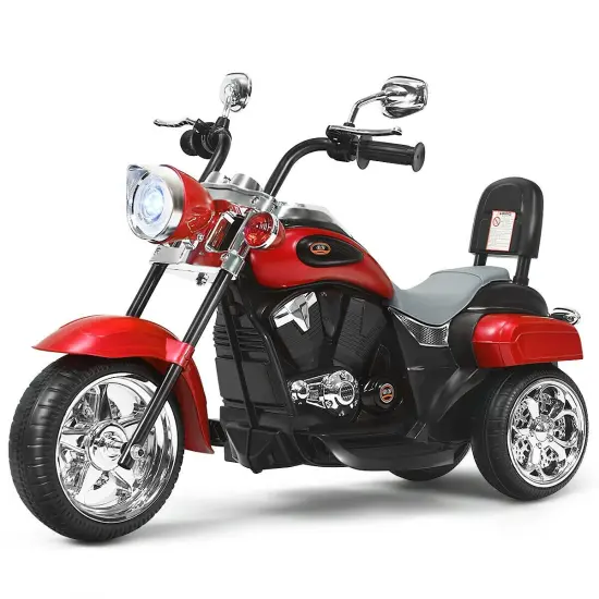 6V Chopper Style Motorcycle with Bright Headlight and Cheering Music Perfect Gift to Kids Red {4}
