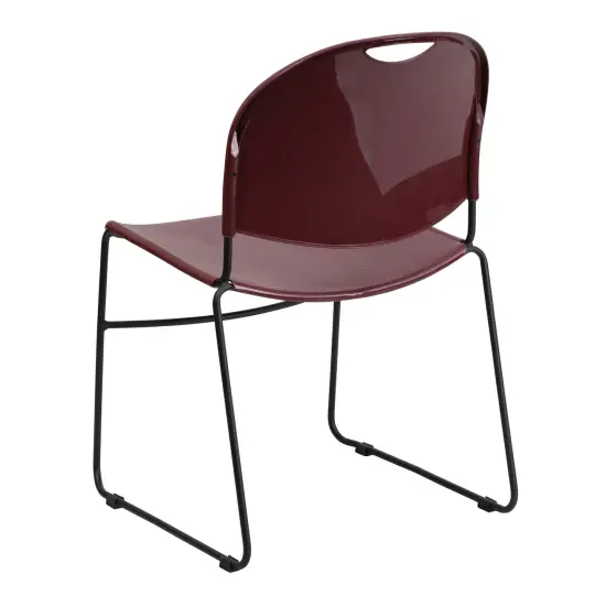 Emma and Oliver Ultra-Compact School Stack Chair - Office Guest Chair/Student Chair BurgundyPlast/Black {4}