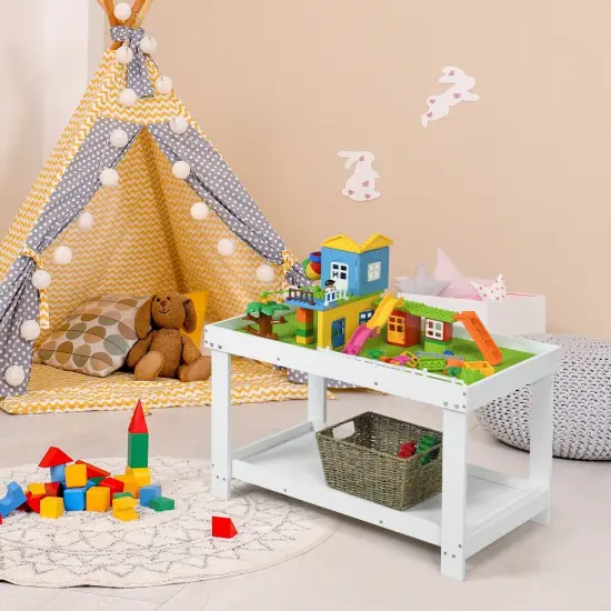 Solid Multifunctional Wood Kids Activity Play Table White {2}
