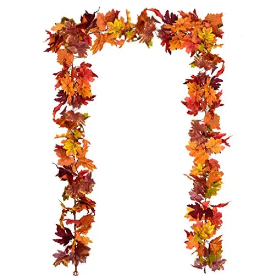 2 Pack Fall Garland Maple Leaf, 5.9Ft/Piece 7 Colors Hanging Vine Garland Artificial Autumn Foliage Garland Thanksgiving Decor for Home Wedding Fireplace Party Christmas {3}