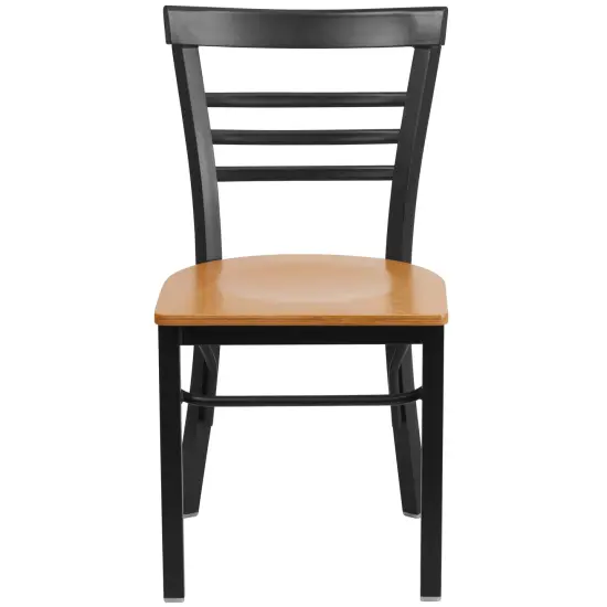 Emma and Oliver Three-Slat Ladder Back Metal Restaurant Dining Chair BlackVYL/BlackMetal {8}