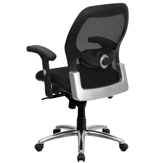 Emma and Oliver Mid-Back Super Mesh Executive Swivel Office Chair, Knee Tilt Control BlackLeaSoft/Mesh {8}