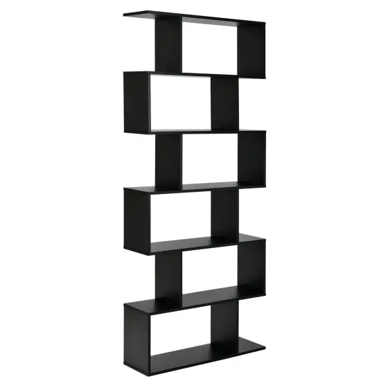 6 Tier S-Shaped Bookshelf Storage Display Bookcase Decor Z-Shelf Coffee {7}