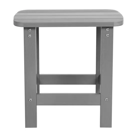 Merrick Lane Riviera Poly Resin Indoor/Outdoor All-Weather Adirondack Side Table Gray {3}