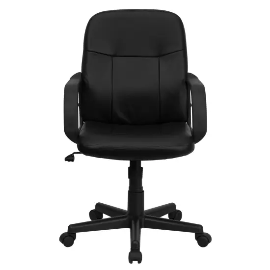 Emma and Oliver Mid-Back Glove Vinyl Executive Swivel Office Chair with Arms Black {3}