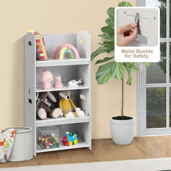 4-in-1 Kids Table and Chairs with Multiple Storage for Learning-Grey {3}