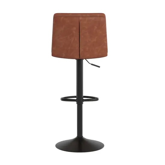 Merrick Lane Keene Modern Upholstered Adjustable Height Stools with Sturdy Iron Bases Black/Black {9}