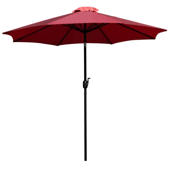 Merrick Lane Bali 9' Round UV Resistant Outdoor Patio Umbrella With Height Lever And 33° Push Button Tilt Tan {6}