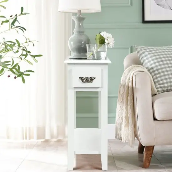 2 Tier End Bedside Sofa Side Table Narrow Nightstand-White {2}