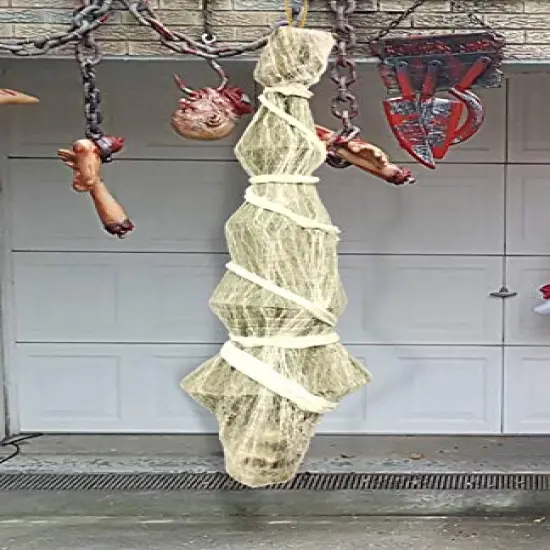 Halloween Decorations Outdoor - 70 Inch Hanging Corpses Props Scary Skeleton Body Inside Spider Web Halloween Yard Indoor & Outdoor Decor Halloween Party Favors Haunted House Decorations {5}