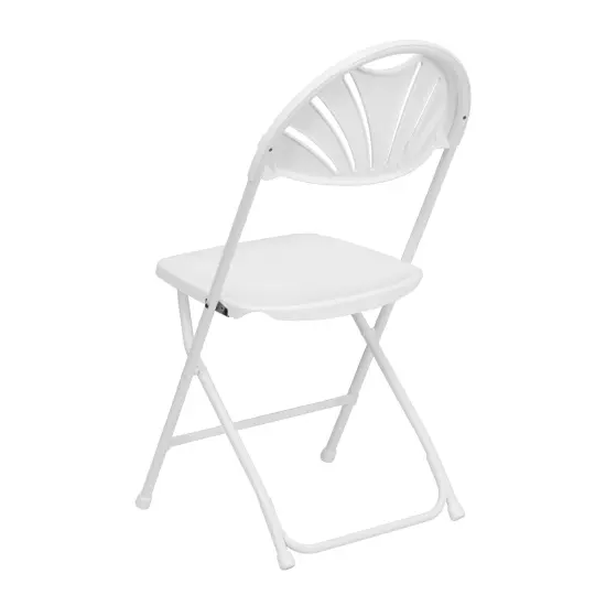 Emma and Oliver 2 Pack Wedding Party Event Fan Back Plastic Folding Chair Home Office Black {8}