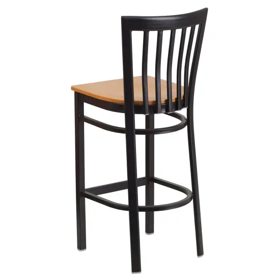 Emma and Oliver 2 Pack School House Back Metal Restaurant Barstool Natural/BlackMetal {3}