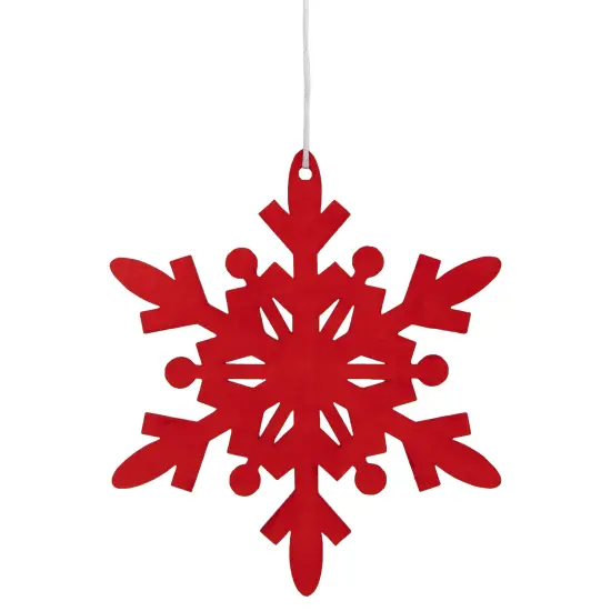 Northlight 6-Point Hanging Wooden Snowflake Christmas Ornament - 7.75" - Red {1}