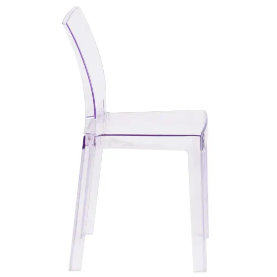 Emma and Oliver Ghost Chair with Square Back Transparent Crystal {5}
