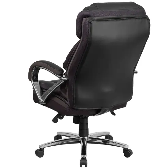 Emma and Oliver Big & Tall 500 lb. Rated Leather Executive Swivel Ergonomic Office Chair with Chrome Base and Arms Black {3}