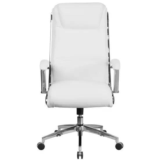 Merrick Lane Lombard High-Back Office Chair with Padded Arms Ergonomic Executive Swivel Task Chair with Headrest White {3}