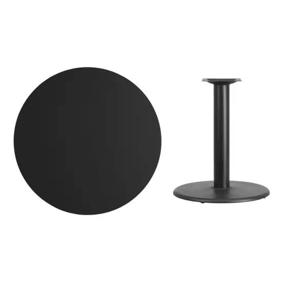 Emma and Oliver 36" Round Laminate Table Top with 24" Round Table Height Base Black {3}