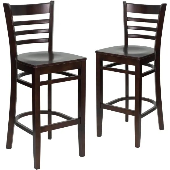 Emma and Oliver Bar Stools |&nbsp;Set of 2 Wood Bar Stools with Back WalnutWood {1}