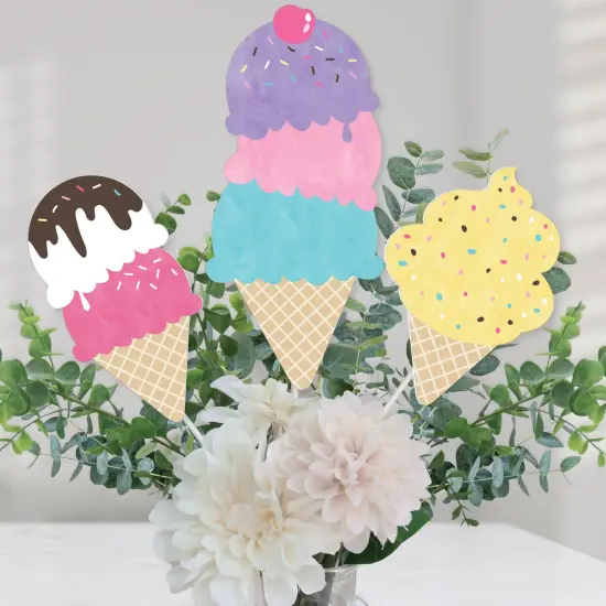 Big Dot of Happiness Scoop Up the Fun - Ice Cream - Sprinkles Party Centerpiece Sticks - Table Toppers - Set of 15 {1}