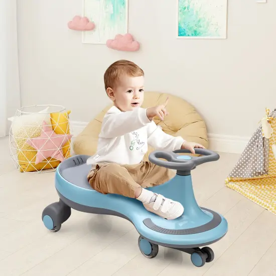 Wiggle Car Ride-on Toy with Flashing Wheels Blue {6}
