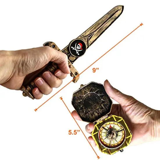 5-piece Halloween Pirate Costume Accessories for Kids, Pirate Role Play Set/Halloween Costumes for Boys/Pirate Paraphernalia {3}