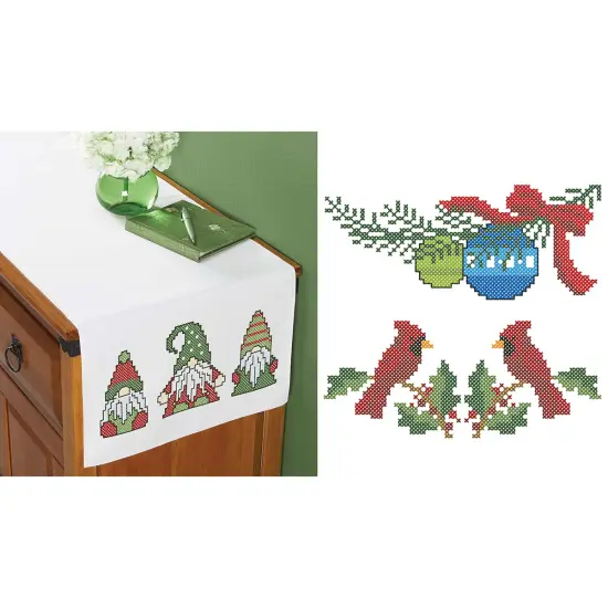 HerrschnersChristmas Dresser Scarf Set Stamped Cross-Stitch Multi {1}