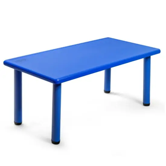 Kids Plastic Rectangular Play Table with Steel Pipe Suitable for Indoor or Outdoor Use Blue {8}