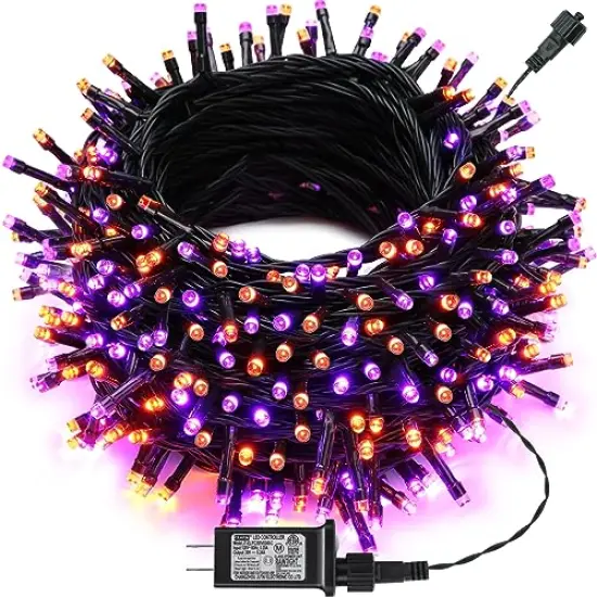 Joomer Orange Purple Halloween Lights 100FT 300 LED Connectable Halloween String Lights with 8 Modes Timer Waterproof Plug-in Orange Purple String Lights for Indoor Outdoor Halloween Decorations {1}