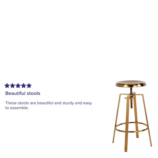 Merrick Lane Serling Series Industrial Style Bar Stool with Height Adjustable Swivel Seat Gold {4}